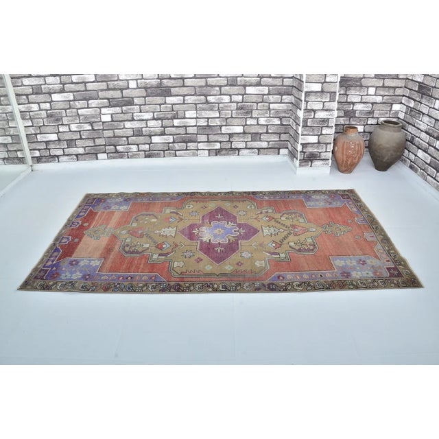 Orange Bohemian Handknotted Oushak Wool Rug For Sale - Image 8 of 10