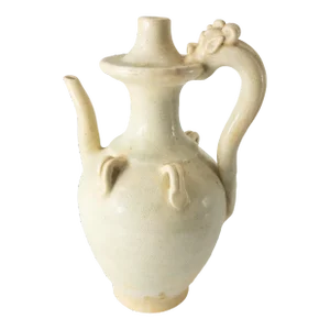 20th Century Chinese Tang Dynasty Style White Cream Glazed Ewer Pitcher