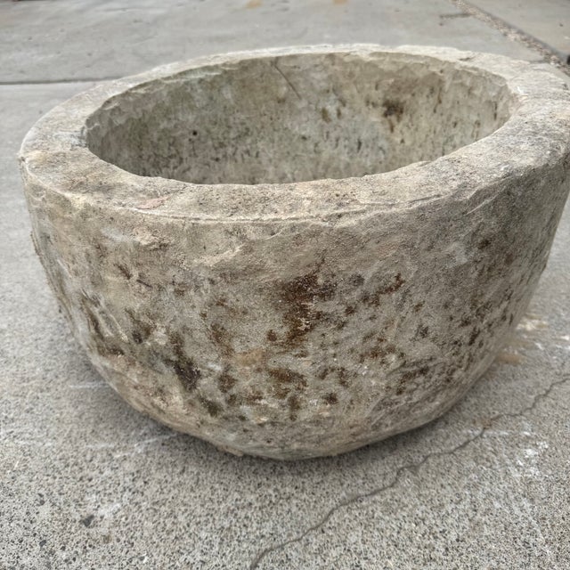 Early 20th Century Antique Limestone Trough 51626e 24" Dia For Sale - Image 5 of 6