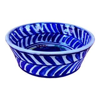Vintage Blue and White Hand-Painted Japanese Chicken Bowl For Sale
