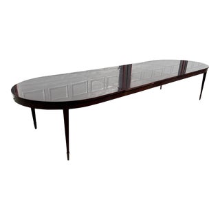 Baker Furniture Thomas Pheasant Dining Table With 3 Leaves & Protective Glass For Sale