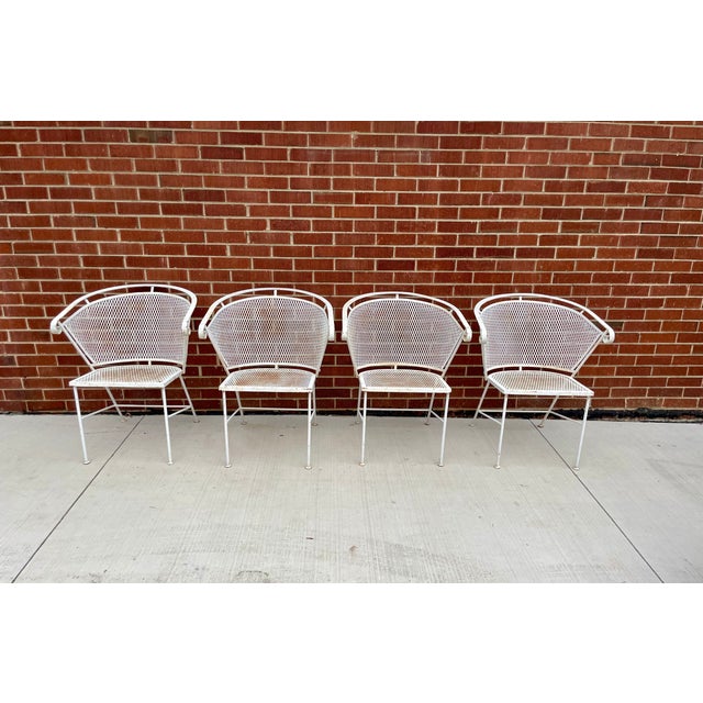 Mid-Century Modern 1960s Set of 4 Attributed Woodard Salterini MCM Barrel Back Patio Dining Chairs For Sale - Image 3 of 11