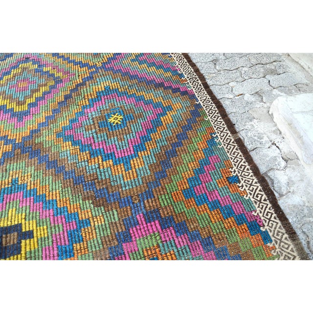 1960s Vintage Multi Colour Kilim Rug For Sale - Image 9 of 11