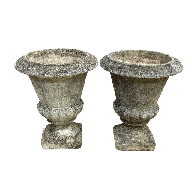 1920s Pair of Early 20th C French Stone Neoclassical Urn Planters by Grandon Freres For Sale - Image 5 of 8