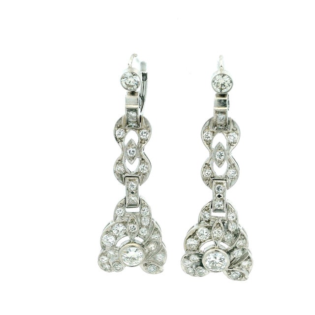 2020s One-of-a-Kind Talia Jade Deco Revival Diamond Drop Earrings Platinum 5.50 Ct For Sale - Image 5 of 11
