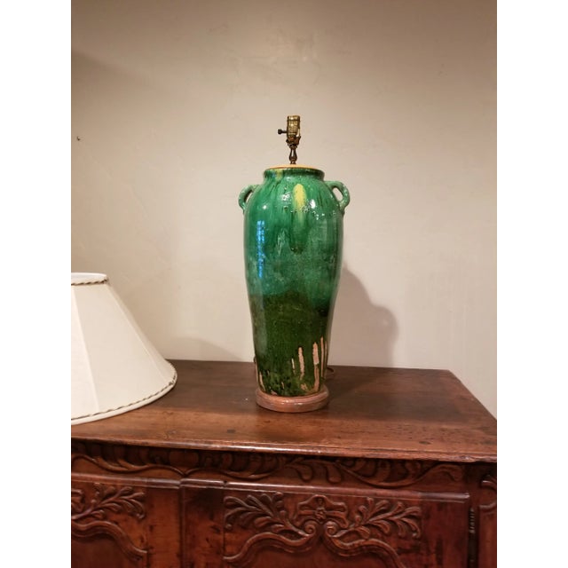 Ceramic 1990s Large Green Ceramic Lamp For Sale - Image 7 of 12