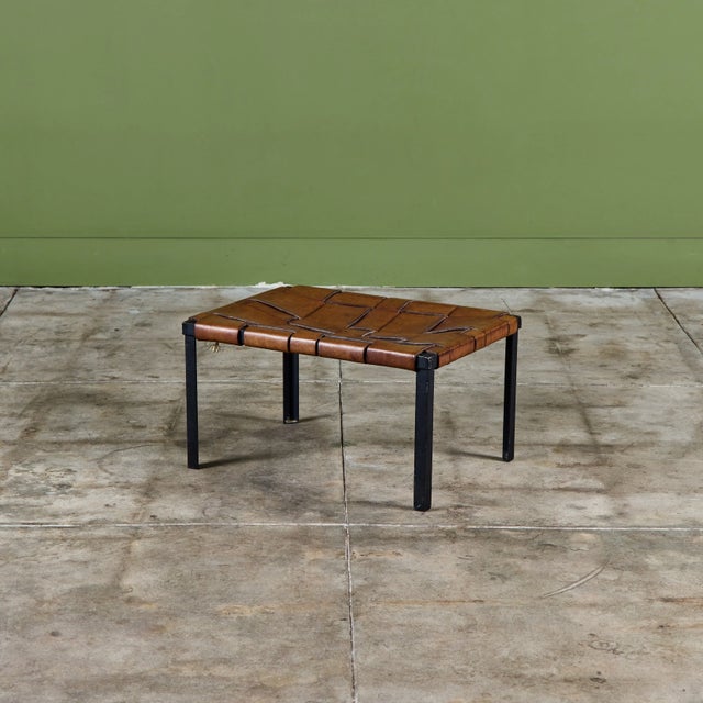 1950s Small Woven Leather Bench by Swift and Monell For Sale - Image 5 of 18