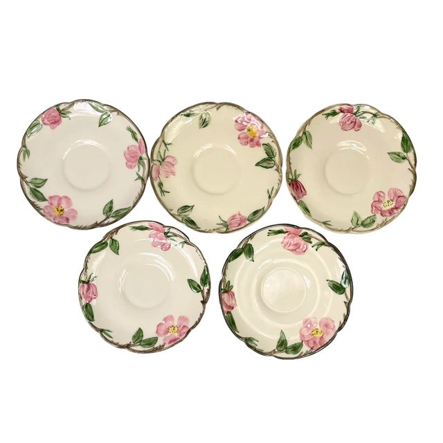 1940s 1940s Franciscan Desert Rose Small Saucers- Set of 5 For Sale - Image 5 of 5