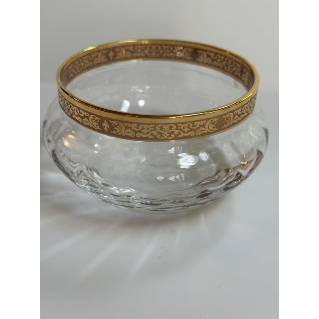 Transparent Vintage 1970s Lenox "Autumn" Pattern Collection 4" Diameter Dish Bowl Crystal Gold Encrusted Band For Sale - Image 8 of 12