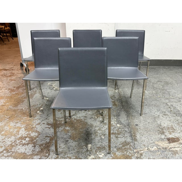Contemporary Cb2 Phoenix Carbon Gray Dining Chairs, Set of Six For Sale - Image 3 of 12
