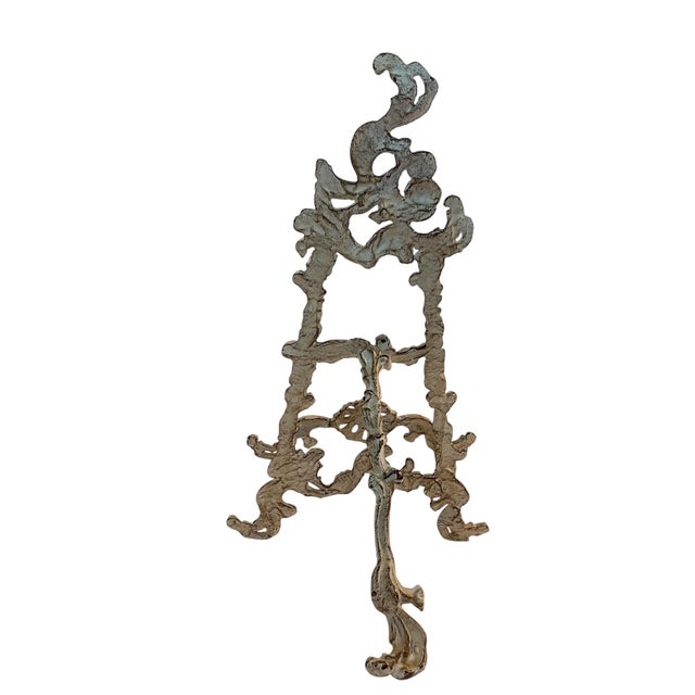1920s Large Ornate Distressed Painting or Photo Display Tabletop Easel 19” For Sale - Image 4 of 8
