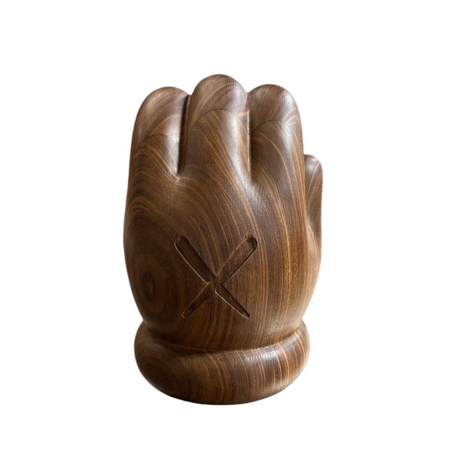 KAWS, Rare Carved Wood Kaws Hand Sculpture More Gallery Switzerland Wooden Toy Art, 2016 For Sale - Image 4 of 10