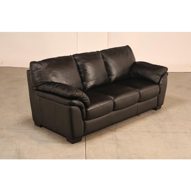 Contemporary Italsofa Pair of Black Leather Sofas For Sale - Image 3 of 18