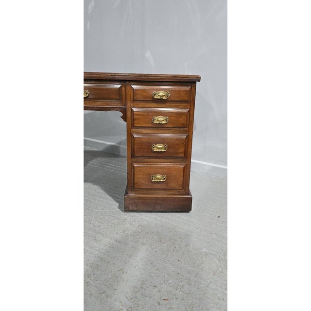 Desk in Mahogany with Green Leather Top For Sale - Image 3 of 10