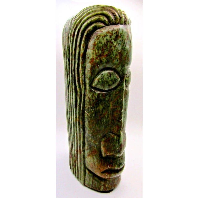 1920s Guatemalan Jadeite Jade Mayan Warrior 11.5" Carving With Two Faces and Headdress For Sale - Image 9 of 13
