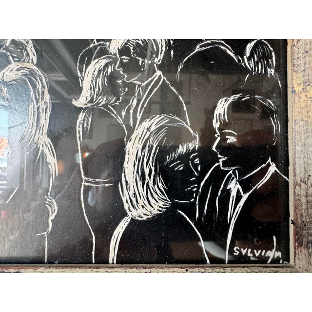 1970s 1970s Vintage Sylvia Figurative Acrylic on Board Painting, Framed For Sale - Image 5 of 12