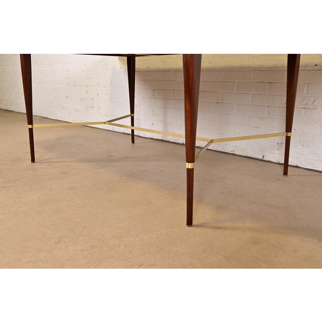 Paul McCobb for Directional Mahogany and Brass Extension Dining Table, Newly Refinished For Sale - Image 12 of 15