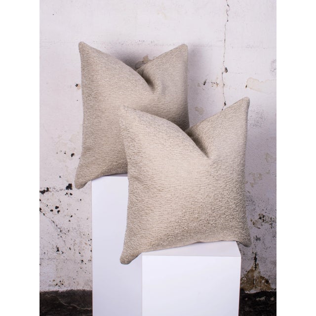 2020s Contemporary Custom Neutral Textured Pillows- a Pair For Sale - Image 5 of 5