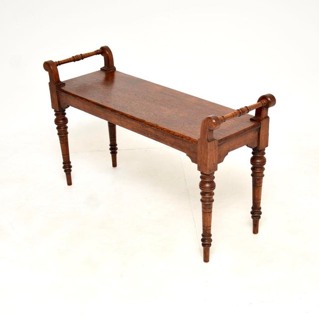 Antique Victorian Oak Bench, 1870s For Sale - Image 4 of 9
