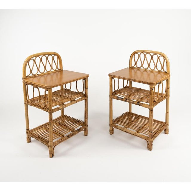 Mid-Century Bedside Tables in Bamboo and Rattan, Italy, 1960s, Set of 2 For Sale - Image 17 of 18