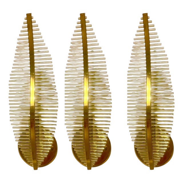Vintage Italian Glass Wall Lights by Gaetano Sciolari, 1980, Set of 3 For Sale