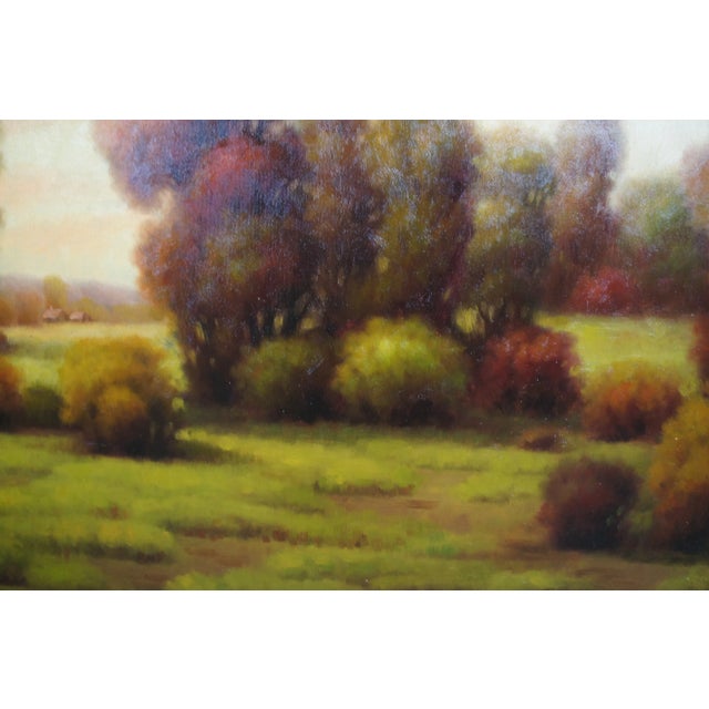 Fazzino Impressionist Pastoral Country Landscape Oil Painting on Canvas 48" For Sale - Image 9 of 12