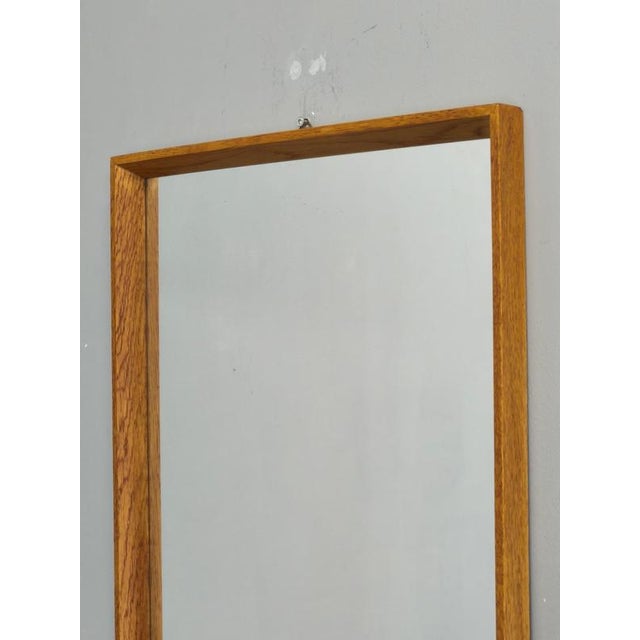 Danish Minimalist Wall Mirror with Oak Frame, 1960s For Sale - Image 4 of 9