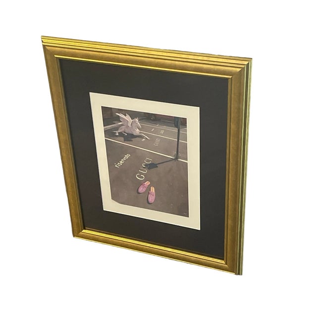 Mid-Century Modern Authentic Gucci Lithograph Fashion Advertisement, Framed For Sale - Image 3 of 7