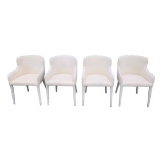 Rh Nicola Slope Fabric Dining Side Chairs (Set of 4) – Performance Velvet, Natural For Sale