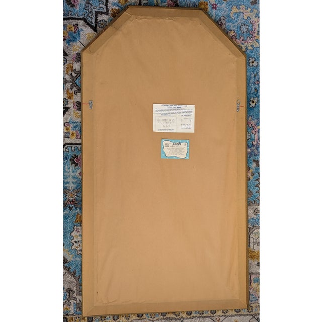 Gold Mid-Century Modern Early 1970s Gold and Green Toned Wood Framed Wall Mirror For Sale - Image 8 of 10