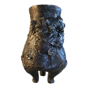Antique 1900s French Art Nouveau Louchet Cisele Bronze Vase