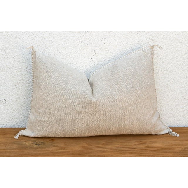 Textile Ivory Diamond Lumbar Moroccan Silk Pillow For Sale - Image 7 of 8