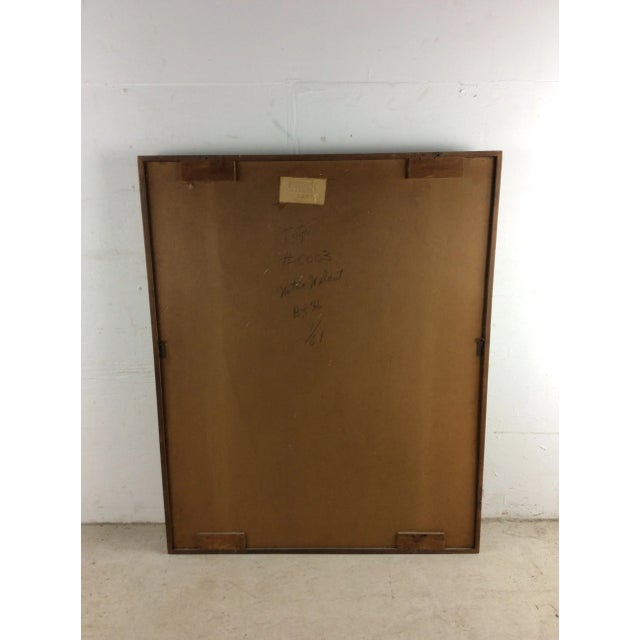 1960s Mid Century Modern Wall Rectangular Wall Mirror With Beveled Walnut Frame For Sale - Image 5 of 12
