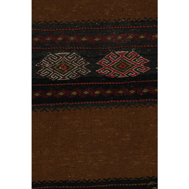 1950s Vintage Afghan Tribal Kilim in Brown With Geometric Patterns, From Rug & Kilim For Sale - Image 5 of 7