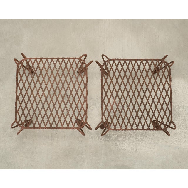 Rose Tarlow Pair of Rose Tarlow Twig Iron Garden Lattice Side Tables For Sale - Image 4 of 18
