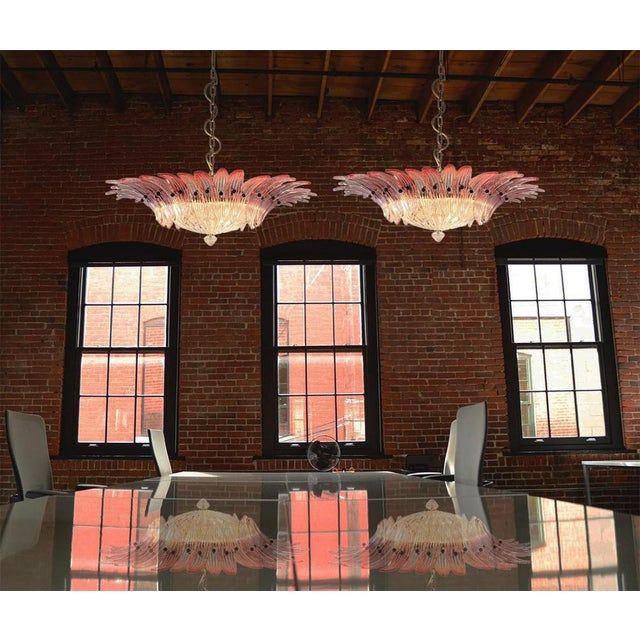 Gold Mid-20th Century Pink Murano Chandelier, 1970s, Set of 2 For Sale - Image 8 of 18