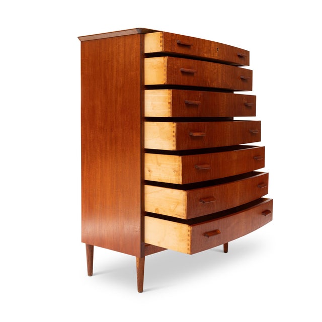 Vintage Danish Mid-Century Seven-Drawer Teak Tallboy Dresser 1960s For Sale - Image 4 of 6
