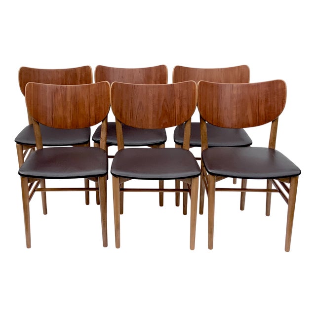 Dining Chairs in Teak and Oak by Nils & Eva Koppel for Slagelse Møbelværk, 1950s, Set of 6 For Sale