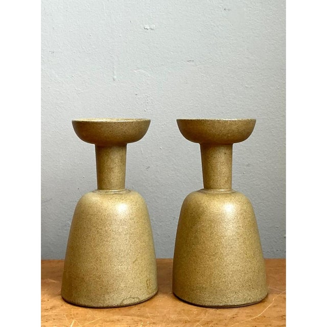 Vintage Modernist Ceramic Candle Holders For Sale - Image 11 of 12