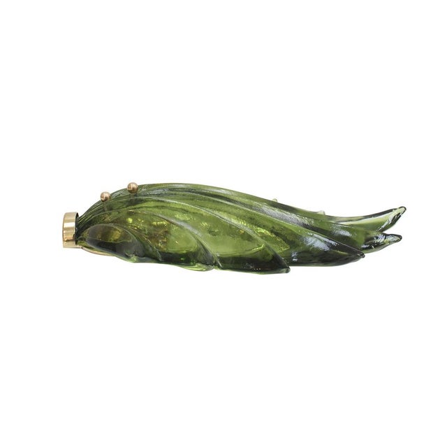 Floral Murano Glass Wall Sconces in Green, 2000, Set of 2 For Sale - Image 4 of 11