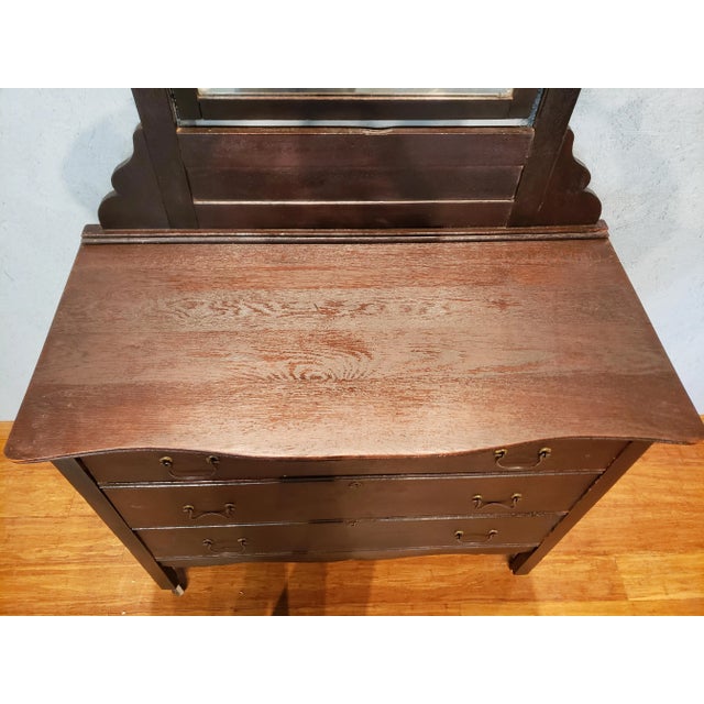 Brown Early 20th Century Antique Mohogany Chest of Drawers With Mirror For Sale - Image 8 of 13