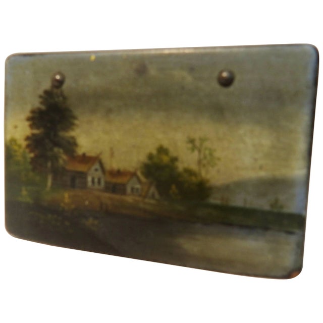 Antique Russian Lacquer Box With Landscape For Sale - Image 9 of 9