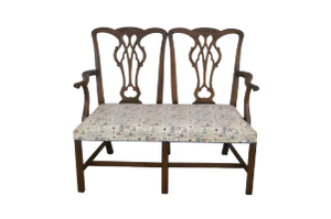 Kittinger Chippendale Style Mahogany Double Back Settee A