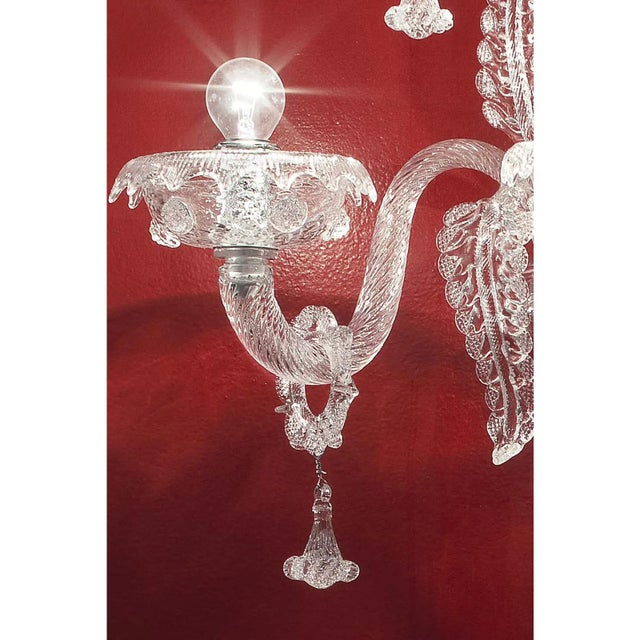Glass Venetian Imperial Trasparent Murano Glass Wall Sconce by Simoeng For Sale - Image 7 of 10