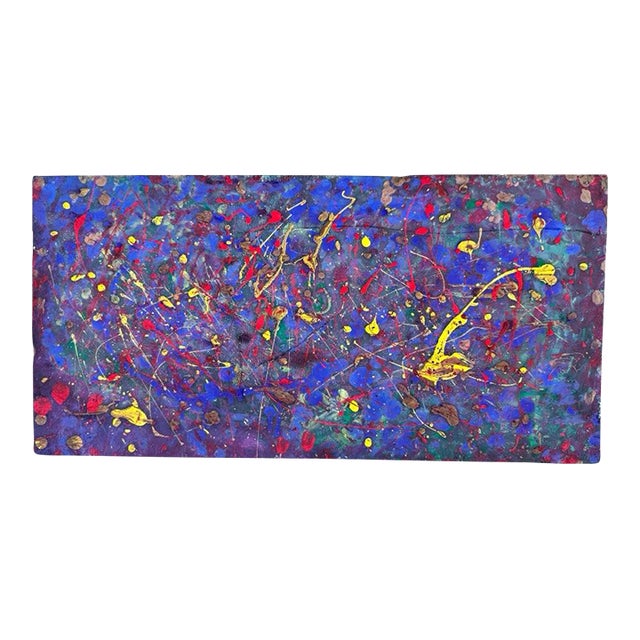 Contemporary Abstract Expressionist Acrylic Painting on Canvas, Colorful Drip Composition For Sale