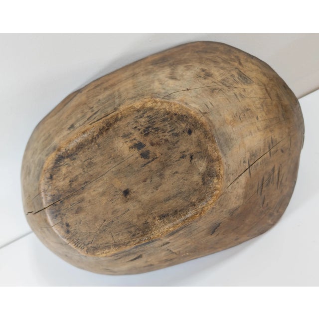 19th Century or Earlier Rustic Carved Primitive Farmhouse Trencher Dough Bowl For Sale - Image 11 of 12