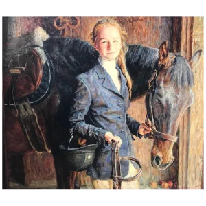 Portrait by Sergei Danilin of Young Girl With Horse