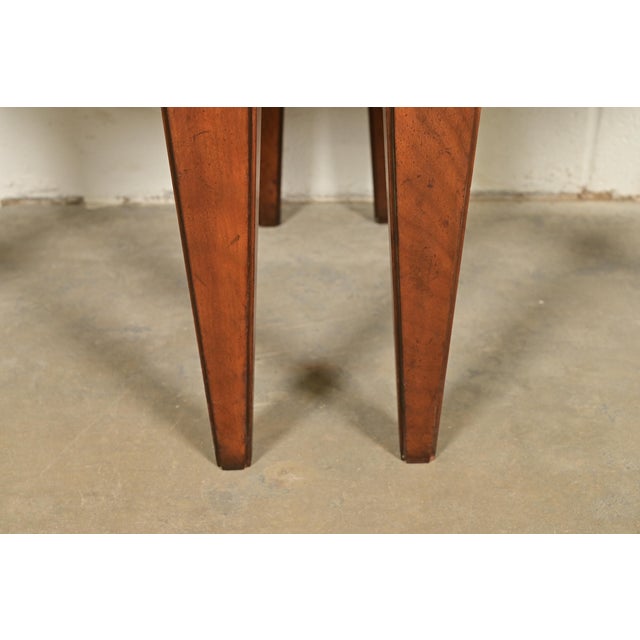 Wood Baker Furniture French Regency Louis XVI Cherry, Burl Wood, and Brass Side Tables, Pair For Sale - Image 7 of 10