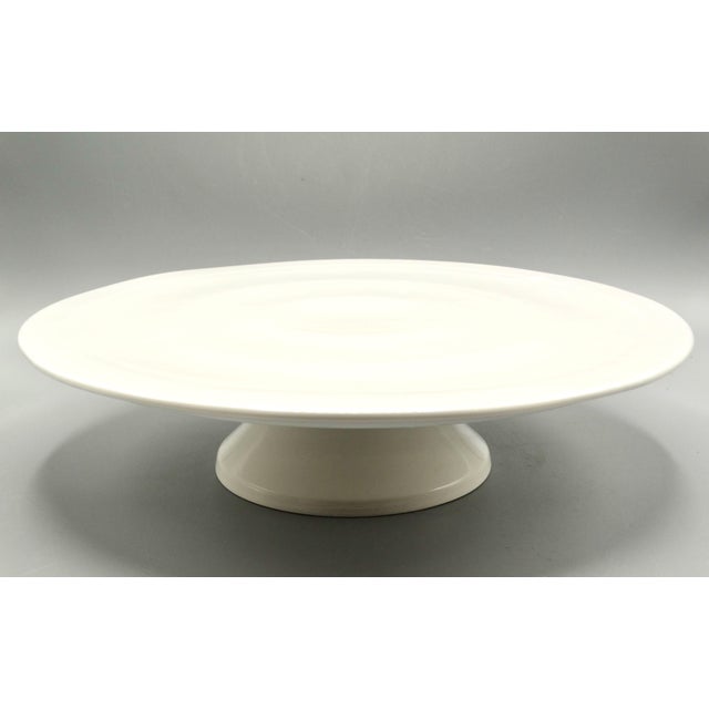 White Antique French White Ironstone Cake Stand on Pedestal For Sale - Image 8 of 8