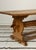 Danish oak trestle coffee or side table with carved lyre-form pedestals, scalloped apron, double stretcher. Mid-Century...